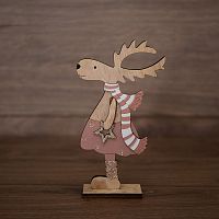Фигурка деревянная NEON-NIGHT "Рождественский Олень" РОЗОВЫЙ 10,5*4*18 см (1/48) (504-006)