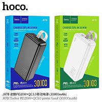Мобильный аккумулятор Аккумулятор внешний HOCO J87B, Tacker, 30000mAh, пластик, дисплей, 1 USB выход, 1 Type-C, QC3.0, PD3.0, 3,0А, цвет: белый (1/20) (6931474779168)