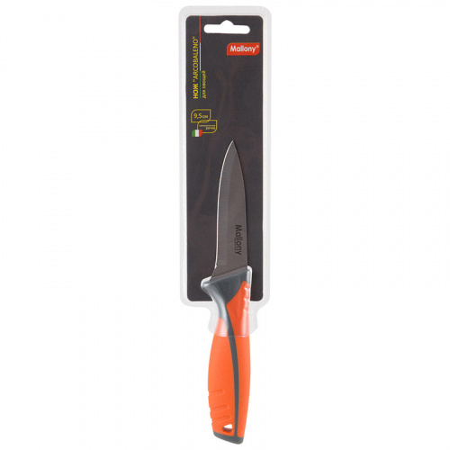 Нож с прорезиненной рукояткой ARCOBALENO MAL-04AR для овощей, 9,5 см (1/24/72) фото 2
