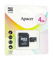 MicroSD  4GB  Apacer Class 4 + SD адаптер