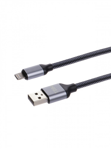 Дата-кабель TDM ДК 12, USB - Lightning, 1 м, тканевая оплетка, серый, (1/200) (SQ1810-0312) фото 3