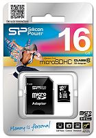 Карта памяти MicroSD  16GB  Silicon Power Class 10  + SD адаптер (SP016GBSTH010V10SP)