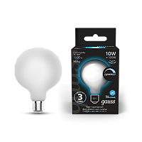 Лампа светодиодная GAUSS Filament G95 10W 1100lm 4100К Е27 milky диммируемая 1/20 (189202210-D)