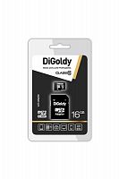 Карта памяти MicroSD  16GB  DiGoldy Class 10 + SD адаптер (DG016GCSDHC10-AD)