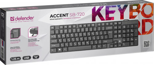 Клавиатура DEFENDER Accent SB-720, USB, черный (1/20) (45720) фото 11