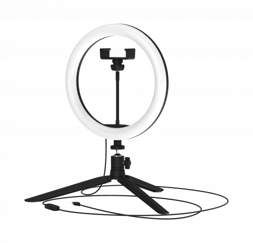 Светильник светодиодный GAUSS настольный кольцевой для селфи на штативе с комплектом креплений для установки телефона . Ø 26см. Работает от USB (RL002)