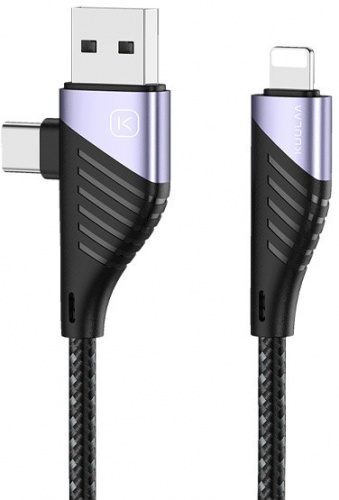 Дата кабель USB/TypeC - Lightning, KUULAA KL-X48, длина 1.2м, макс мощность до 20Вт, нейлоновая оплетка, цвет черный (1/250) (80001511)