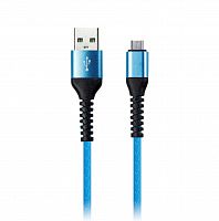 Кабель SMART BUY USB 2.0 - micro USB, спиральный, голубой, 1.0 м. (1/500) (iK-12sp blue)