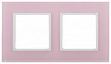Рамка ЭРА, серии ЭРА Elegance, скрытой установки, на 2 поста, стекло, розовый+бел