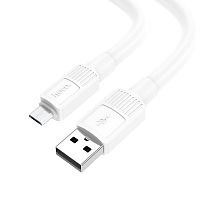 Кабель USB - микро USB HOCO X84 Solid, 1.0м, круглый, 2.4A, силикон, цвет: белый (1/33/330)
