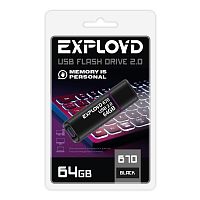 Флеш-накопитель USB  64GB  Exployd  670  чёрный (EX-64GB-670-Black)