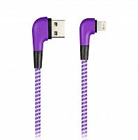 Кабель Smartbuy USB -8pin SOCKS L-TYPE, фиолетовый, 2 А, 1 м (ik-512NSL violet)