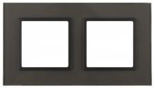 Рамка ЭРА, серии ЭРА Elegance, скрытой установки, на 2 поста, стекло, серый+антр