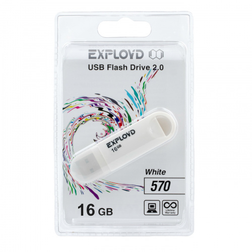 Флеш-накопитель USB  16GB  Exployd  570  белый (EX-16GB-570-White) фото 5