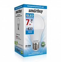 Лампа светодиодная SMARTBUY A60 7Вт 220V 6000K E27 (холодный свет) (10/100) (SBL-A60-07-60K-E27)