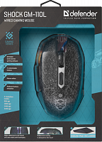 Мышь проводная игровая DEFENDER Shock GM-110L, USB,  6 кнопок, черный (1/40) (52110)