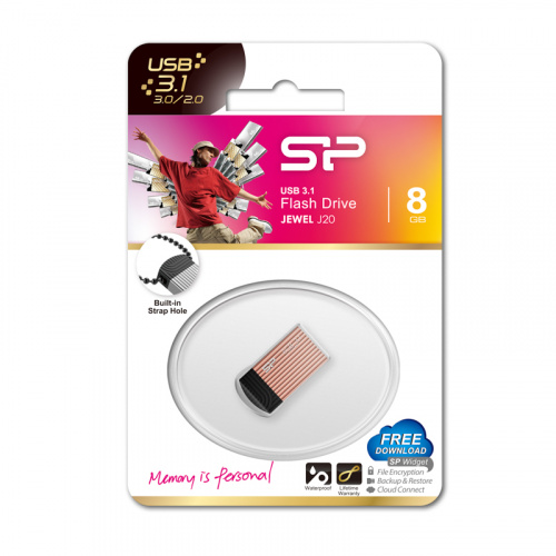 Флеш-накопитель USB 3.1  8GB  Silicon Power  Jewel J20  розовый (SP008GBUF3J20V1P) фото 14