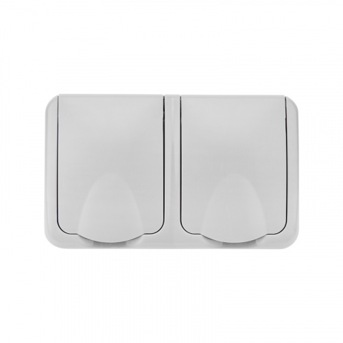 Блок горизонтальный KRANZ 2 розетки (керамика) Mini OG IP54 с заземлением, о/у, серый (1/168) фото 4