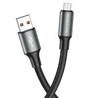 Кабель USB - микро USB Borofone BX82 Bountiful, 1.0м, круглый, 2.4A, силикон, цвет: чёрный (1/33/330)