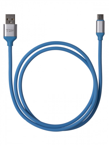 Дата-кабель TDM ДК 17, USB - USB Type-C, 1 м, силиконовая оплетка, голубой, (1/200) (SQ1810-0317) фото 4