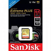 SDXC  64GB  SanDisk Class 10 Extreme Plus V30 UHS-I U3 (150 Mb/s)