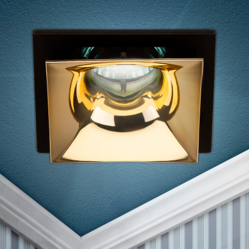 Светильник ЭРА встраиваемый декоративный KL102 BK/GD MR16 GU5.3 черный золото (1/100) (Б0056358) фото 7
