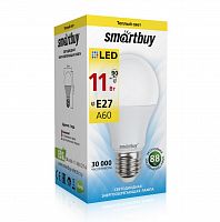 Лампа светодиодная SMARTBUY A60 11Вт 220V 3000K E27 (тёплый свет) (1/10/50)