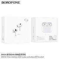 Наушники внутриканальные Borofone BW36, пластик, bluetooth 5.3, микрофон, цвет: белый (1/17/102)