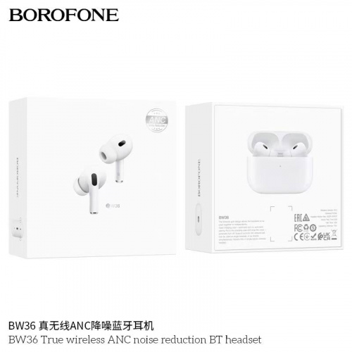 Наушники внутриканальные Borofone BW36, пластик, bluetooth 5.3, микрофон, цвет: белый (1/17/102) (6941991100291)