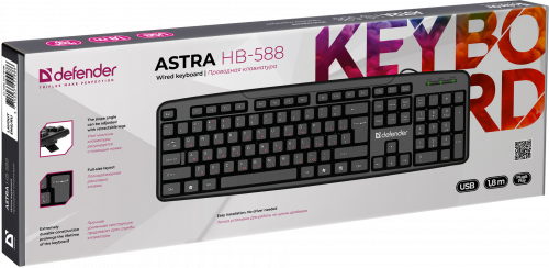 Клавиатура DEFENDER Astra HB-588 RU,полноразмерная, черный (1/20) (45588) фото 2