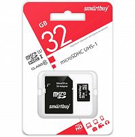 Карта памяти MicroSD  32GB  Smart Buy Class 10 UHS-I + SD адаптер (SB32GBSDCL10-01)