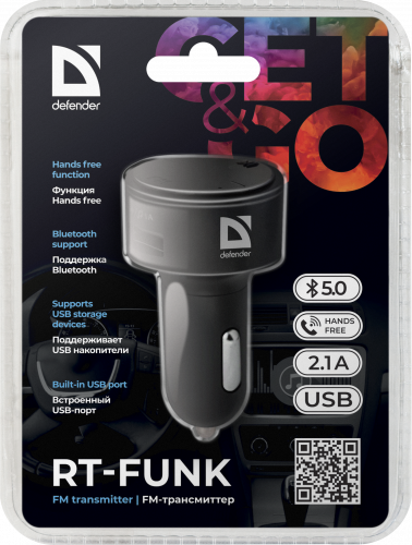 Модулятор FM Defender RT-Funk BT/HF, USB 2.1 A (1/50) фото 8