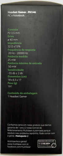 Компьютерная игровая гарнитура MULTILASER PH146, 3.5 мм, всенаправленный микрофон, чёрный фото 5