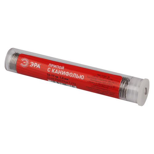 Припой ЭРА PL-PR01 для пайки с канифолью 16-17 гр. 1.0 мм (Sn60 Pb40 Flux 2.2%) (1/50/600)