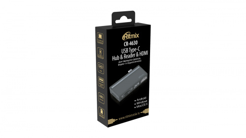 Мультиадаптер RITMIX Type-C HUB CR-4630, USB type C → USB2.0, MicroUSB, SD, MicroSD×2, HDMI (1/100) (80000728) фото 2