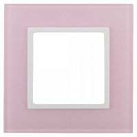 Рамка ЭРА, серии ЭРА Elegance, скрытой установки, на 1 пост, стекло, розовый+бел