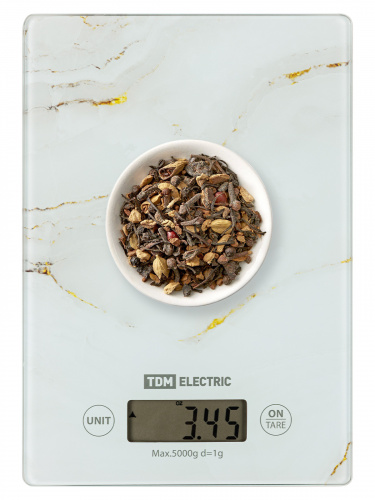 Весы электронные кухонные "Мрамор", стекло, деление 1 г, макс. 5 кг, TDM (1/20) фото 3