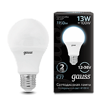 Лампа светодиодная GAUSS A60 AC12-36V 13W 1150lm 4100K E27 1/10/100