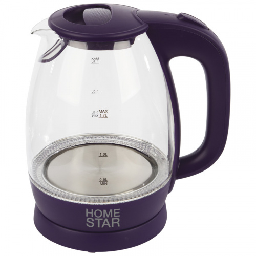 Чайник Homestar HS-1012 (1,7 л) стекло, пластик фиолетовый (1/6) фото 2