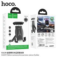 Держатель для мотоцикла HOCO CA119 Follow, для смартфона, пластик, зеркало, цвет: чёрный (1/114) (6931474788481)