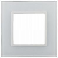 Рамка ЭРА, серии ЭРА Elegance, скрытой установки, на 1 пост, стекло, белый+бел