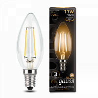 Лампа светодиодная GAUSS Filament Свеча 11W 810lm 2700К Е14 1/10/50 (103801111)
