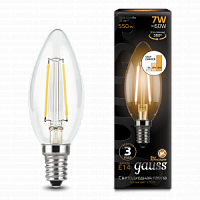 Лампа светодиодная GAUSS Filament Свеча 7W 550lm 2700К Е14 шаг. диммирование 1/10/50 (103801107-S)