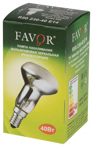Лампа Favor накаливания R50 40Вт E14 / Е14 230В рефлектор (1/100) (Б0056142) фото 3