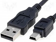 Кабель USB 2.0 A-->mini B 5P, 1.0 м., чёрный (K601) (1/80)