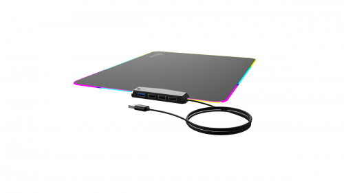 Коврик с подсветкой + USB Хаб RITMIX MPD-440, 400x300x3мм, для оптич. и лазер.мышей,ткань+рез.осн.1x USB 3.0 + 3x USB 2.0 (1/25) (80001678) фото 3