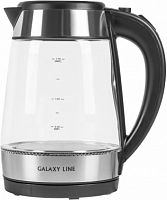 Чайник электрический Galaxy Line GL 0558 1.7л. 2200Вт нержавеющая сталь/черный (корпус: стекло)