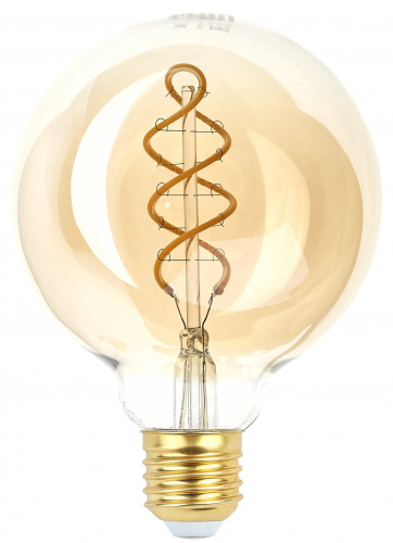 Лампа светодиодная ЭРА G95-7W-824-E27 spiral gold (филамент, шар спир зол, 7Вт, тепл, E27) (20/560) фото 2