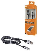 Дата-кабель TDM ДК 12, USB - Lightning, 1 м, тканевая оплетка, серый, (1/200)