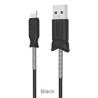 Кабель USB - 8 pin HOCO X24 Pisces, 1.0м, круглый, 2.1A, силикон, цвет: чёрный (1/31/310) (6957531076971)